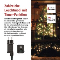 LED Weihnachtslichterkette Cherry – Kugeln, 20 m, Außen und Innen,warmweiß,Programme,Timer