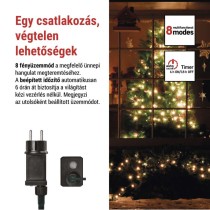 LED karácsonyi fényfüzér, cseresznye–golyók,20 m,kültéri és beltéri,meleg fehér,progr,időz