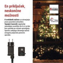 LED božična cherry veriga – kroglice, 30 m, zunan. in notran.,topla bela,programi,časovnik