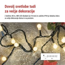LED božična cherry veriga – kroglice, 48 m, zunan. in notran.,topla bela,programi,časovnik