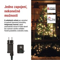 LED vánoční cherry řetěz – kuličky, 48 m, venkovní i vnitřní, teplá bílá, programy,časovač