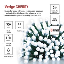 LED božična cherry veriga–kroglice, 30 m,zunan. in notran.,hladna bela, programi, časovnik
