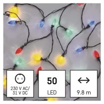 LED Ziemassvēku. virt. – krāsaini čiekuri, 9,8 m, liet. ārā un iekšt., daudzkr., 8 režīmi