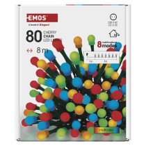 LED vánoční cherry řetěz – kuličky, 8 m, venkovní i vnitřní, multicolor, programy, časovač