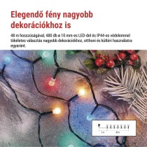 LED karácsonyi fényfüzér,cseresznye–golyók, 48 m, kültéri és beltéri, többszínű,progr,időz