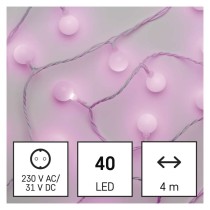 LED Cherry Lichterkette – Kugeln 2,5 cm, 4 m, Außen und Innen, rosa, Timer