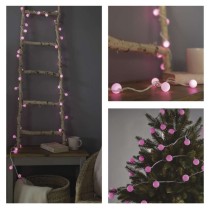 LED Cherry Lichterkette – Kugeln 2,5 cm, 4 m, Außen und Innen, rosa, Timer