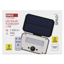 Solární LED reflektor SPILO s pohybovým čidlem, černý, neutrální bílá
