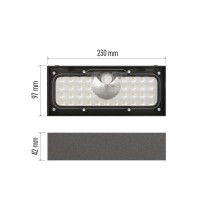 Solární LED svítidlo BRIXO s pohybovým čidlem, černé, neutrální bílá