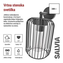Vrtna stenska svetilka SALVIA, 20,8 x 16 x 28,5 cm, 1 x E27, 15 W
