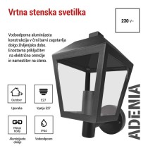 Vrtna stenska svetilka ADENIA, 19,8 x 15 x 27,8 cm, 1 x E27, 15 W
