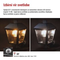 Vrtna stenska svetilka ADENIA, 19,8 x 15 x 27,8 cm, 1 x E27, 15 W
