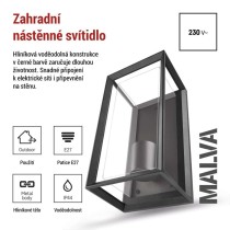 Zahradní nástěnné svítidlo MALVA, 13 x 12 x 25 cm, 1 x E27, 15 W