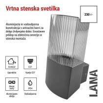 Vrtna stenska svetilka LANA,  11,7 x 10,6 x 21,8 cm, 1 x E27, 25 W