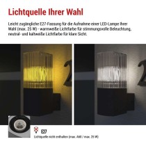 Garten-Wandleuchte LANA, 11,7 x 10,6 x 21,8 cm, 1 x E27, 25 W