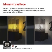 Vrtna stenska svetilka LANA,  11,7 x 10,6 x 21,8 cm, 1 x E27, 25 W