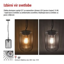 Vrtna viseča svetilka SALVIA, 16 x 16 x 76 cm, 1 x E27, 15 W