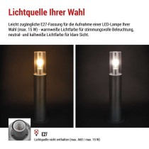 Garten-Pollerleuchte ZALA, 14 x 14 x 50 cm, 1 x E27, 15 W