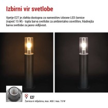 Vrtna stoječa svetilka ZALA, 14 x 14 x 50 cm, 1 x E27, 15 W
