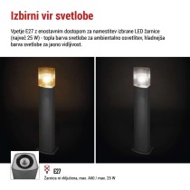 Vrtna stoječa svetilka LANA, 15,4 x 13,3 x 75 cm, 1 x E27, 25 W