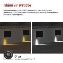 Vrtna stenska svetilka OCULUS, 8,8 x 6,7 x 8 cm, 1 x GU10, 1× 7W
