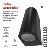 Garten-Wandleuchte OCULUS, 8,8 x 6,7 x 15,3 cm, 2 x GU10, 2× 7W