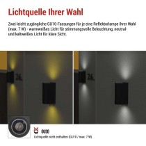 Garten-Wandleuchte OCULUS, 8,8 x 6,7 x 15,3 cm, 2 x GU10, 2× 7W