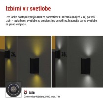 Vrtna stenska svetilka OCULUS, 8,8 x 6,7 x 15,3 cm, 2 x GU10, 2× 7W