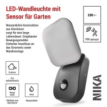 LED Garten-Wandleuchte NIKA mit Dämmerungssensor, 12 x 12 x 20 cm, 12,8 W, warmweiß