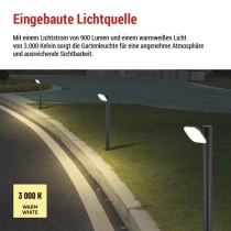 LED Garten-Pollerleuchte NIKA, 12 x 12 x 50 cm, 12,5 W, warmweiß