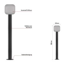 LED Garten-Pollerleuchte NIKA, 12 x 12 x 80 cm, 12,5 W, warmweiß