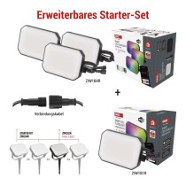 GoSmart LED-Außenstrahler, Starter-Set, 3-teilig, 14 W, RGBIC dimmbar, WiFi
