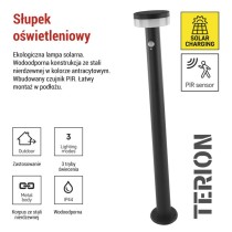 Lampa LED Garden TERION solarna 80 cm, ciepła biel, max 200 lm, IP44, PIR