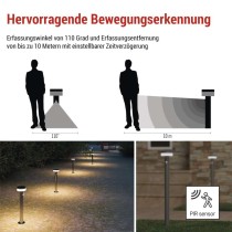 LED Solar-Garten-Pollerleuchte TERION mit Dämmerungssensor, 12,5 x 12,5 x 80 cm