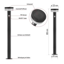 LED Solar-Garten-Pollerleuchte TERION mit Dämmerungssensor, 12,5 x 12,5 x 80 cm