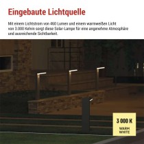 LED Solar-Garten-Wandleuchte VEREA mit Dämmerungssensor, 10,7 x 15,4 x 50 cm