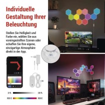 GoSmart LED-Leuchte Hexagon, Starter-Set, 10 Teile, 19 W, RGBIC dimmbar, WiFi