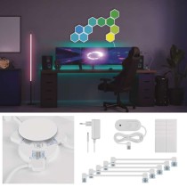 GoSmart LED-Leuchte Hexagon, Starter-Set, 10 Teile, 19 W, RGBIC dimmbar, WiFi