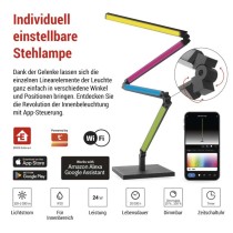 GoSmart LED Stehlampe, schwarz, 175 cm, warmweiß / RGBIC WiFi