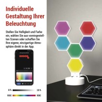 GoSmart LED-Tischleuchte Hexagon weiß, 6-teilig, RGBIC dimmbar, WiFi