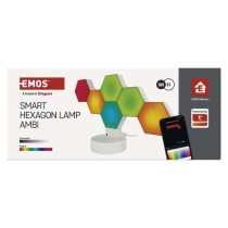GoSmart LED-Tischleuchte Hexagon weiß, 6-teilig, RGBIC dimmbar, WiFi