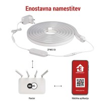 GoSmart Prilagodljiv LED trak NEON bele barve, 5 m, 33 W, RGBICz možnostjo zatemnitve, WiF