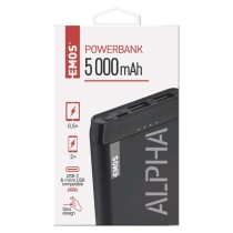 Power bank EMOS Alpha 5, 5000 mAh, čierny + kabel USB-C
