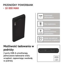 Powerbank EMOS ALPHA 10S, 10 000 mAh, 10 W, czarny
