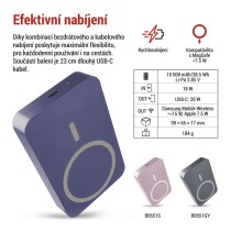 Powerbanka EMOS WI 1046, 10 000 mAh, 20 W+Wireless, modrá