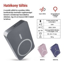 EMOS Powerbank WI 1046, 10 000 mAh, 20 W+Wireless, szürke