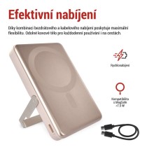 Powerbanka EMOS WI 1031, 10 000 mAh, 20 W + wireless, růžovo-zlatá