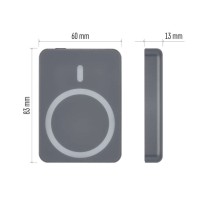 EMOS Powerbank WI 522, 5 000 mAh, 20 W+Wireless, szürke