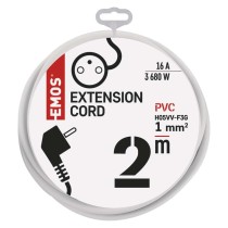 Przedłużacz 2 m / 1 gniazdo / biały / PVC / 1 mm2