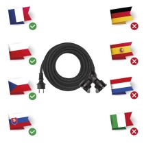 Przedłużacz ogrodowy 10 m / 2 gniazda / czarny / guma / 230 V / 1,5 mm2